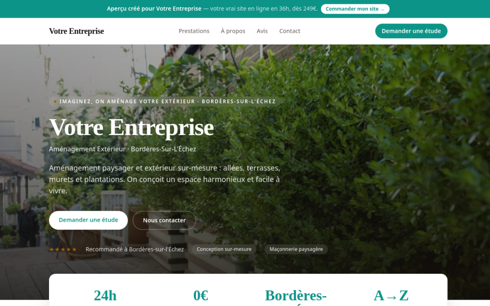 Agence digitale pour aménagement extérieur à Bordères-sur-l'Échez — création de site internet aménagement extérieur à Bordères-sur-l'Échez