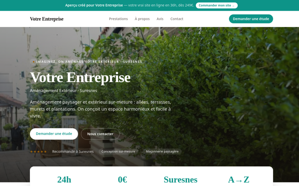 Agence digitale pour aménagement extérieur à Suresnes — création de site internet aménagement extérieur à Suresnes