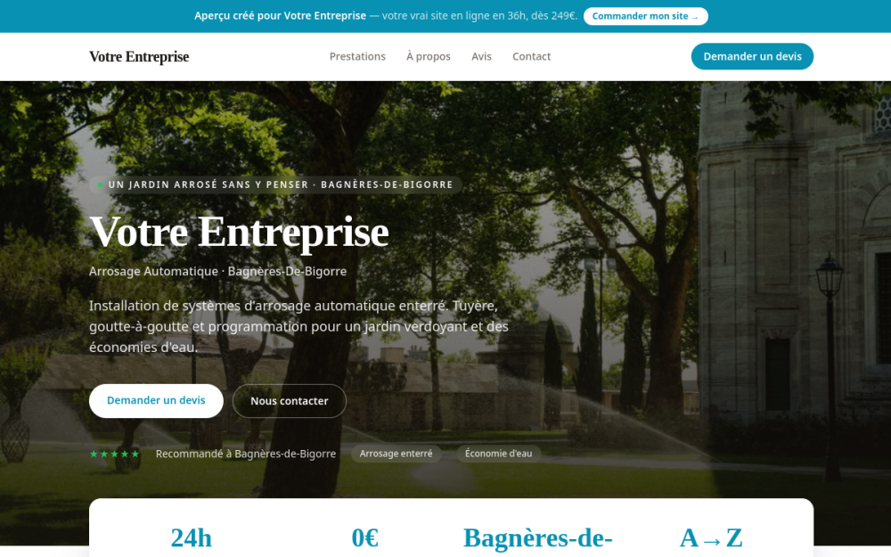 Agence digitale pour arrosage automatique à Bagnères-de-Bigorre — création de site internet arrosage automatique à Bagnères-de-Bigorre