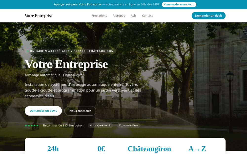 Agence digitale pour arrosage automatique à Châteaugiron — création de site internet arrosage automatique à Châteaugiron