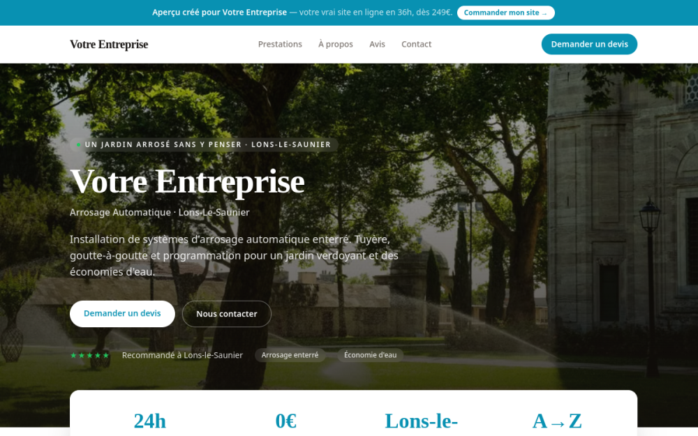 Agence digitale pour arrosage automatique à Lons-le-Saunier — création de site internet arrosage automatique à Lons-le-Saunier