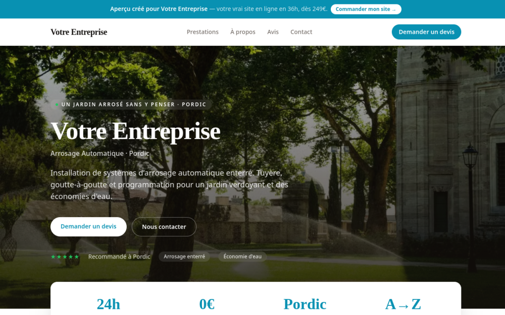 Agence digitale pour arrosage automatique à Pordic — création de site internet arrosage automatique à Pordic