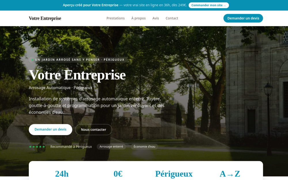 Agence digitale pour arrosage automatique à Périgueux — création de site internet arrosage automatique à Périgueux