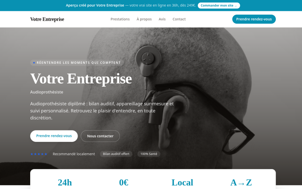 Création site internet audioprothésiste — exemple de site professionnel par WebSaaS