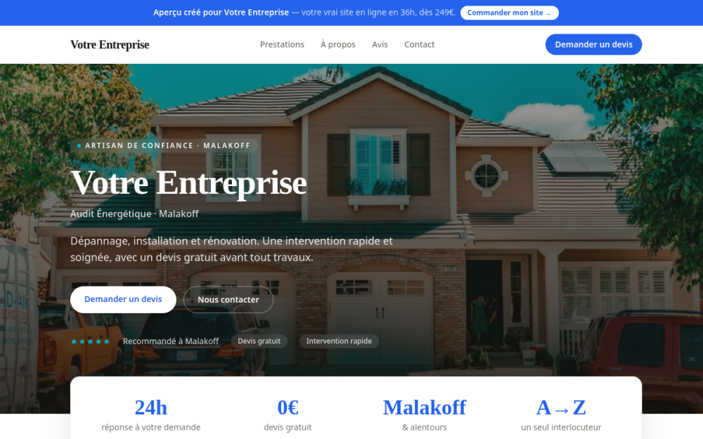 Agence digitale pour audit énergétique à Malakoff — création de site internet audit énergétique à Malakoff