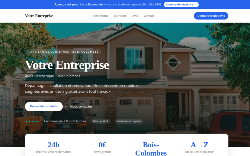 Agence digitale pour audit énergétique à Bois-Colombes — création de site internet audit énergétique à Bois-Colombes