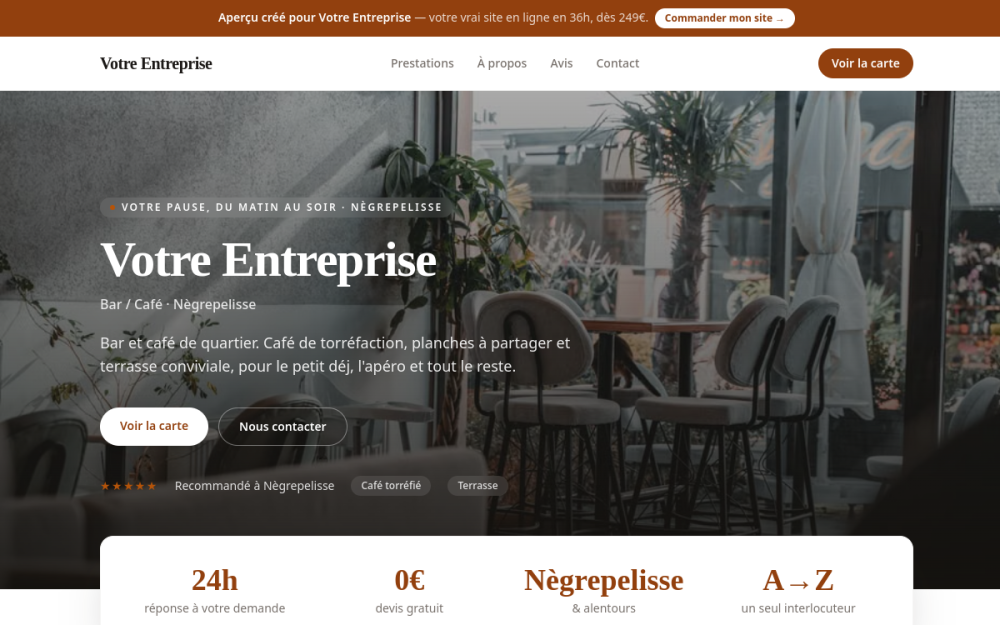 Agence digitale pour bar / café à Nègrepelisse — création de site internet bar / café à Nègrepelisse