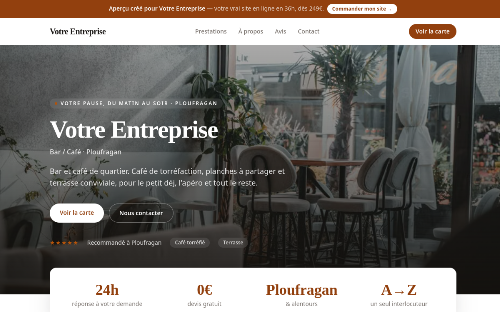 Agence digitale pour bar / café à Ploufragan — création de site internet bar / café à Ploufragan