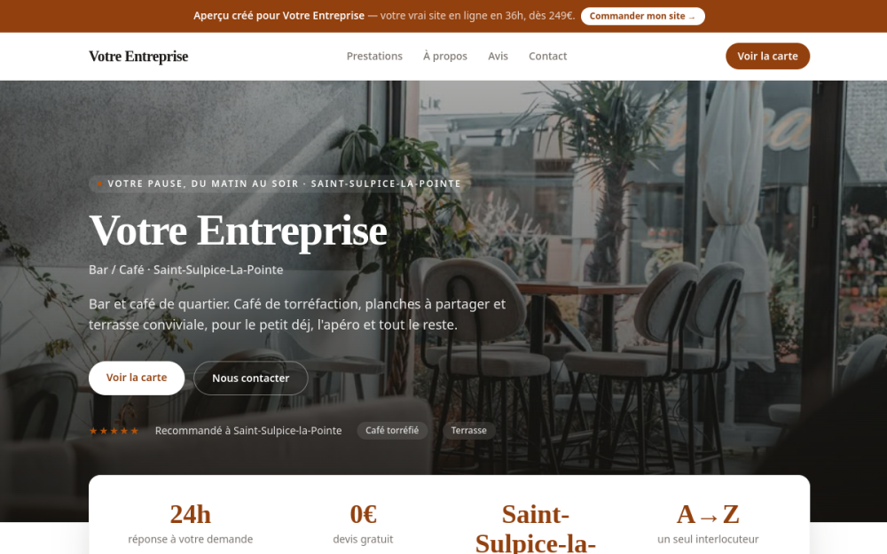 Agence digitale pour bar / café à Saint-Sulpice-la-Pointe — création de site internet bar / café à Saint-Sulpice-la-Pointe