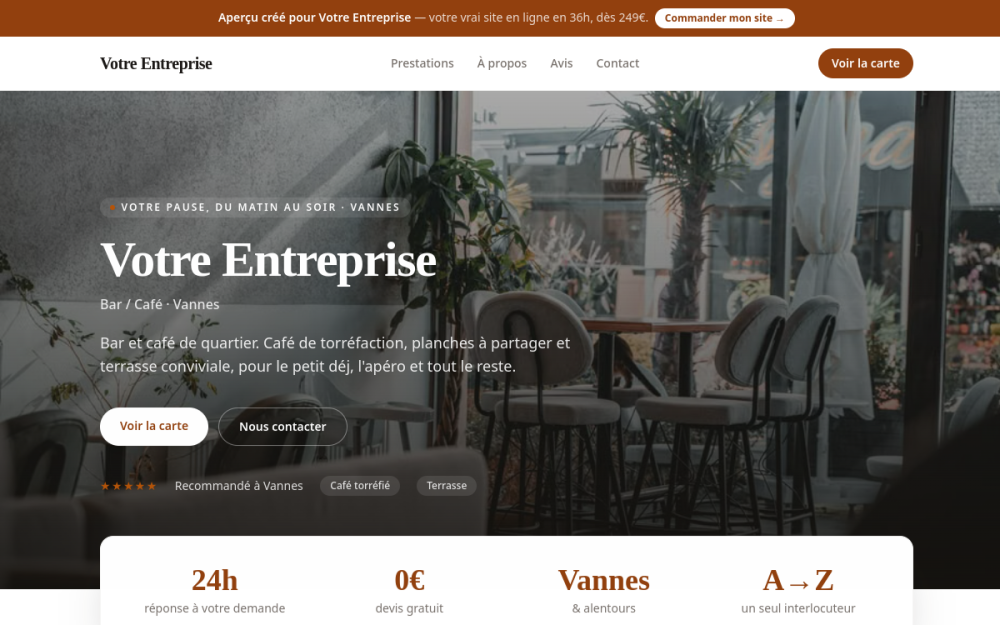 Agence digitale pour bar / café à Vannes — création de site internet bar / café à Vannes