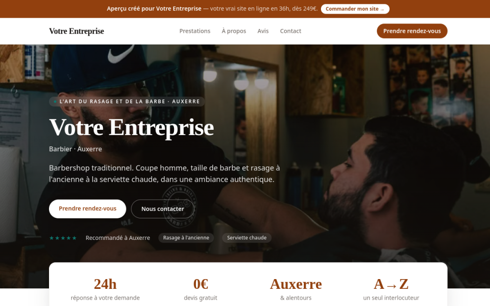 Agence digitale pour barbier à Auxerre — création de site internet barbier à Auxerre
