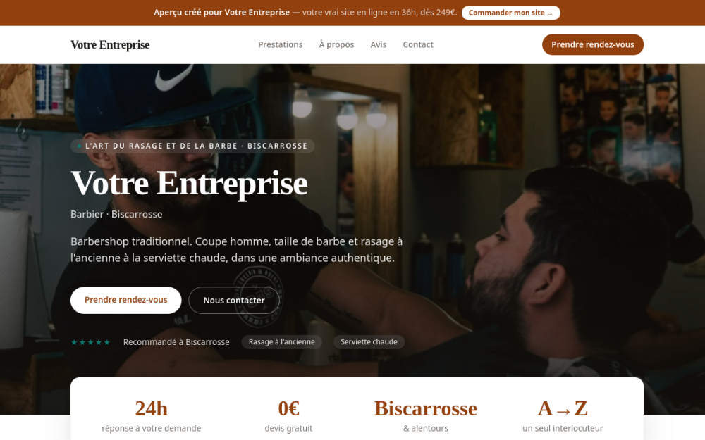 Agence digitale pour barbier à Biscarrosse — création de site internet barbier à Biscarrosse