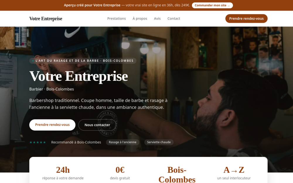 Agence digitale pour barbier à Bois-Colombes — création de site internet barbier à Bois-Colombes