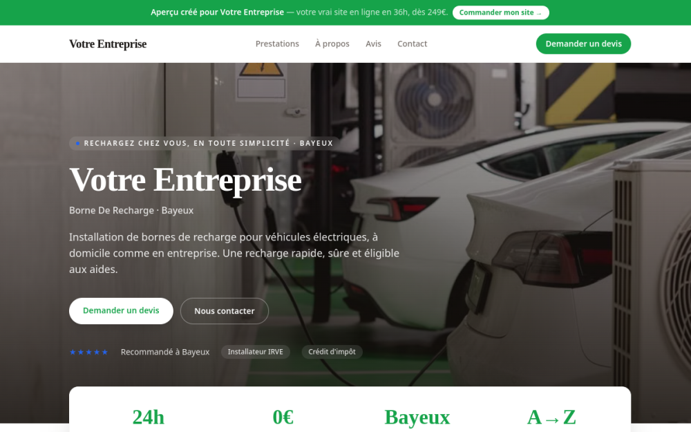 Agence digitale pour borne de recharge à Bayeux — création de site internet borne de recharge à Bayeux
