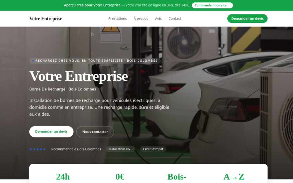 Agence digitale pour borne de recharge à Bois-Colombes — création de site internet borne de recharge à Bois-Colombes