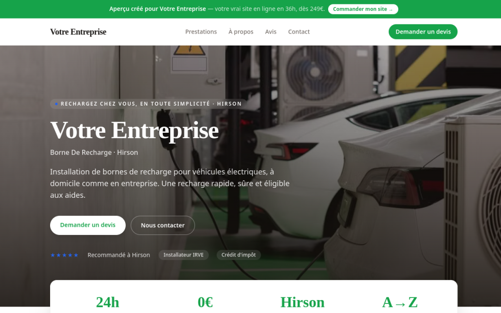 Agence digitale pour borne de recharge à Hirson — création de site internet borne de recharge à Hirson