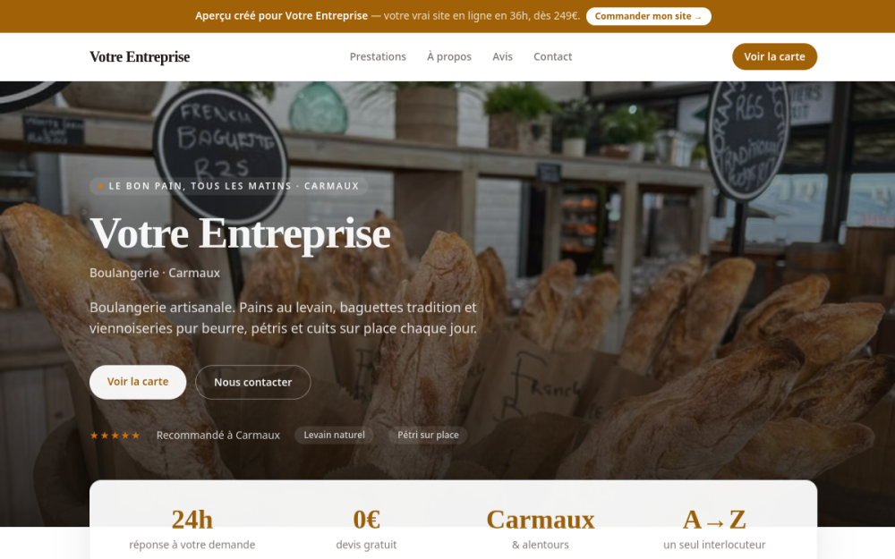 Agence digitale pour boulangerie à Carmaux — création de site internet boulangerie à Carmaux