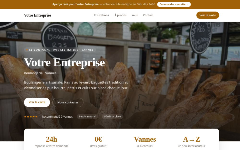 Agence digitale pour boulangerie à Vannes — création de site internet boulangerie à Vannes