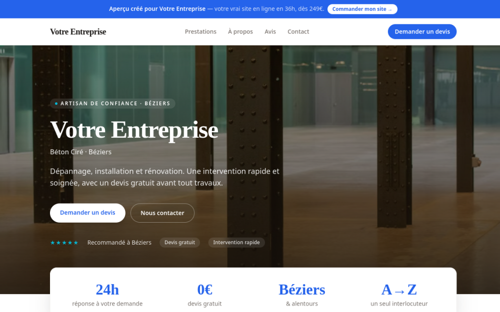 Agence digitale pour béton ciré à Béziers — création de site internet béton ciré à Béziers