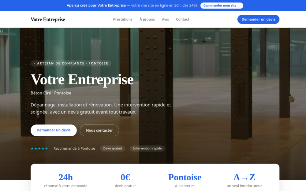 Agence digitale pour béton ciré à Pontoise — création de site internet béton ciré à Pontoise