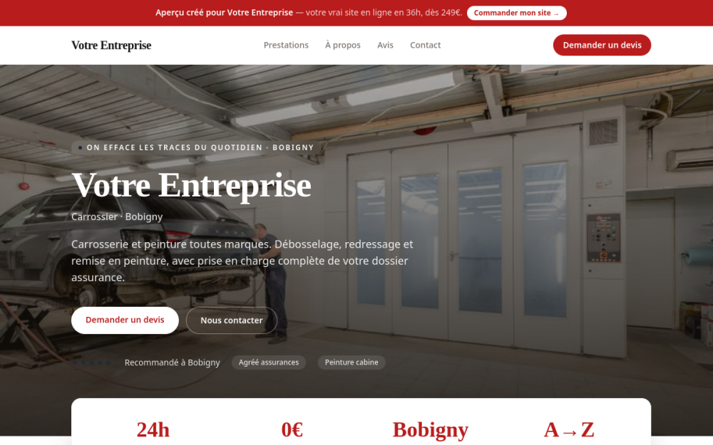 Agence digitale pour carrossier à Bobigny — création de site internet carrossier à Bobigny