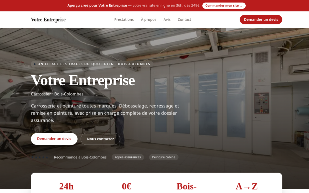 Agence digitale pour carrossier à Bois-Colombes — création de site internet carrossier à Bois-Colombes