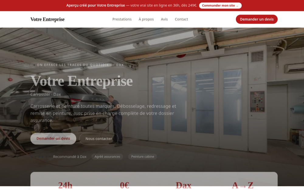 Agence digitale pour carrossier à Dax — création de site internet carrossier à Dax