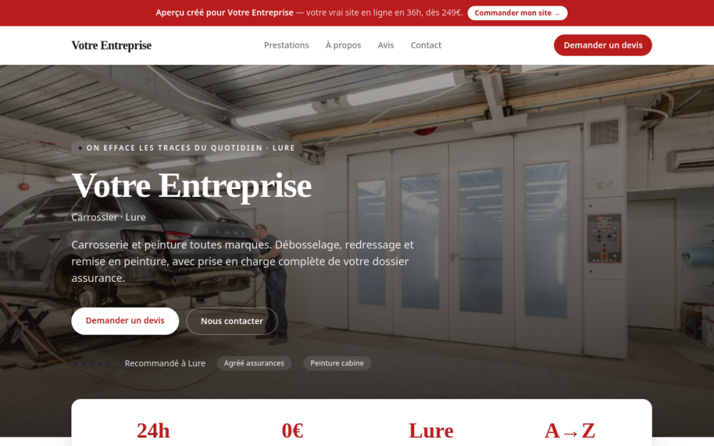 Agence digitale pour carrossier à Lure — création de site internet carrossier à Lure