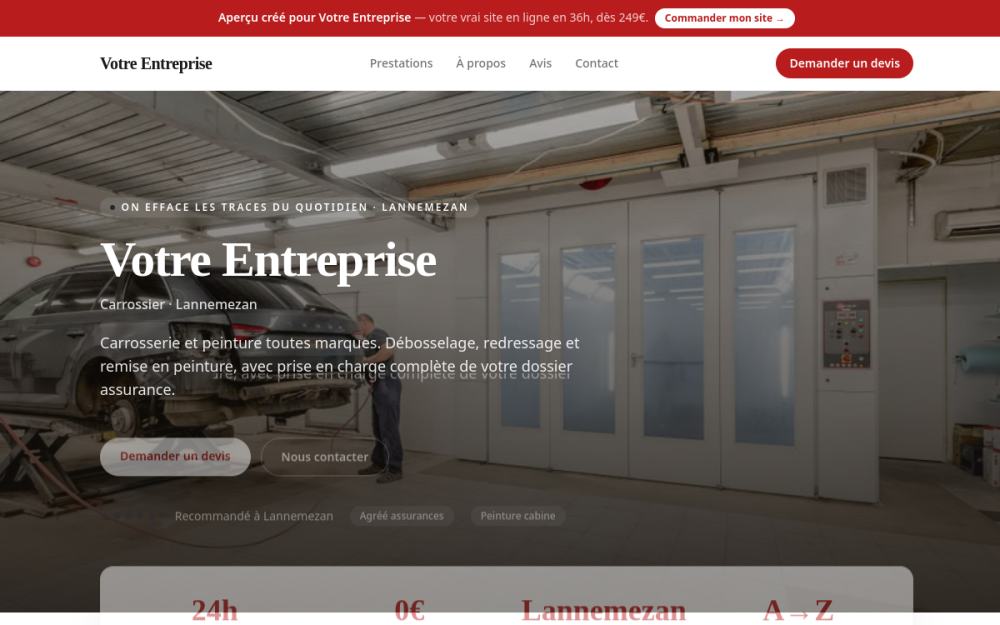 Agence digitale pour carrossier à Lannemezan — création de site internet carrossier à Lannemezan