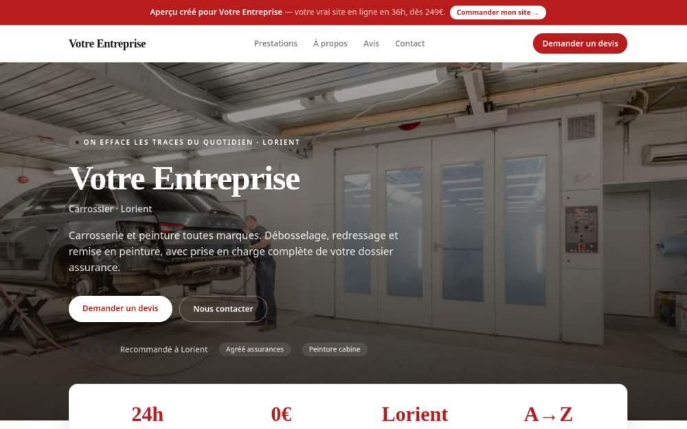 Agence digitale pour carrossier à Lorient — création de site internet carrossier à Lorient