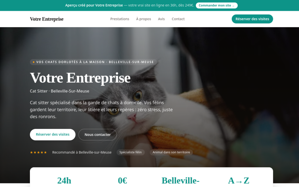 Agence digitale pour cat sitter à Belleville-sur-Meuse — création de site internet cat sitter à Belleville-sur-Meuse