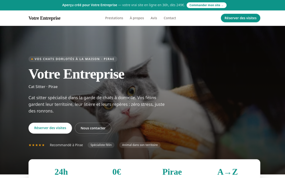 Agence digitale pour cat sitter à Pirae — création de site internet cat sitter à Pirae
