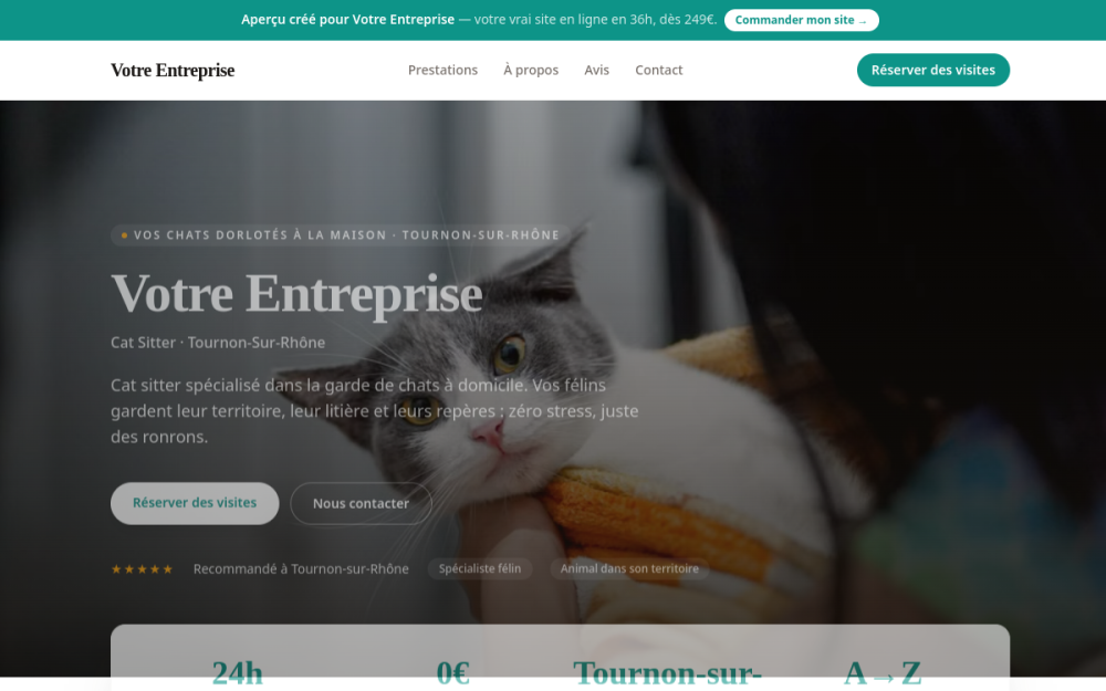 Agence digitale pour cat sitter à Tournon-sur-Rhône — création de site internet cat sitter à Tournon-sur-Rhône