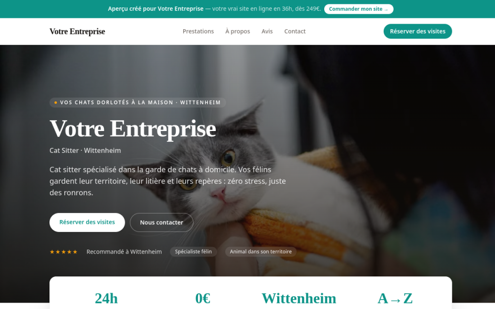 Agence digitale pour cat sitter à Wittenheim — création de site internet cat sitter à Wittenheim