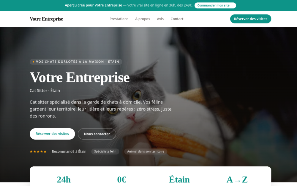 Agence digitale pour cat sitter à Étain — création de site internet cat sitter à Étain