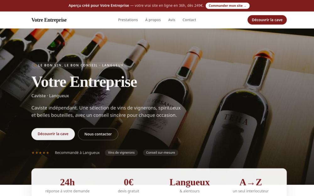 Agence digitale pour caviste à Langueux — création de site internet caviste à Langueux