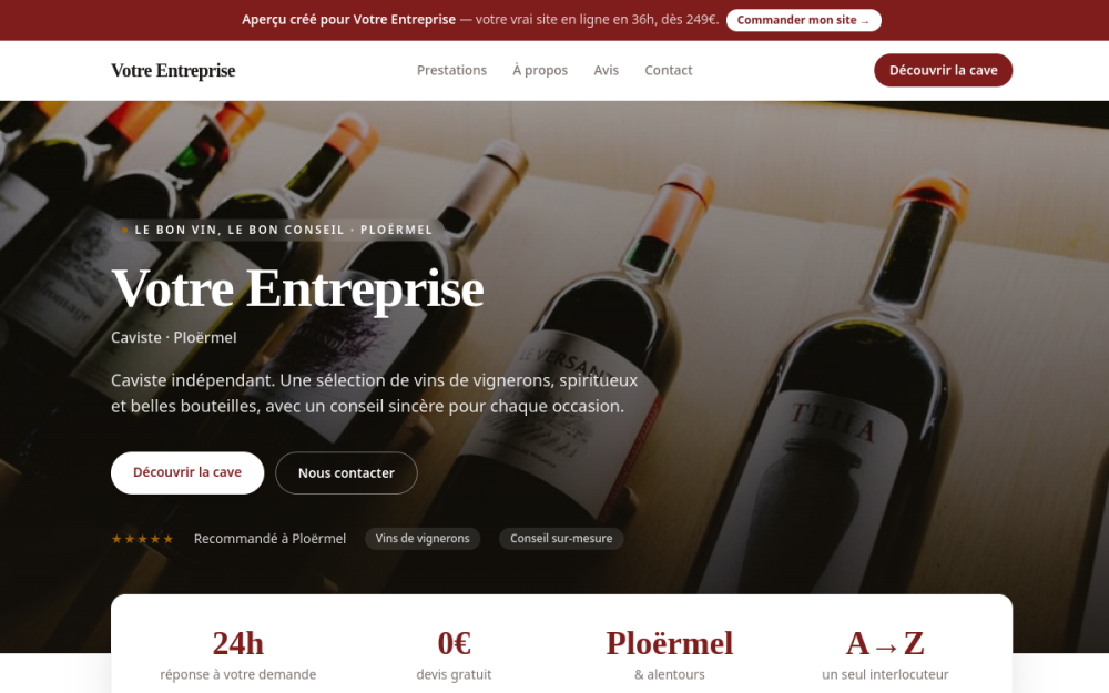Agence digitale pour caviste à Ploërmel — création de site internet caviste à Ploërmel