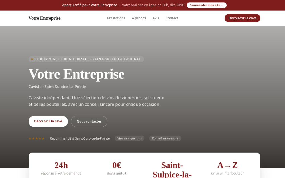Agence digitale pour caviste à Saint-Sulpice-la-Pointe — création de site internet caviste à Saint-Sulpice-la-Pointe