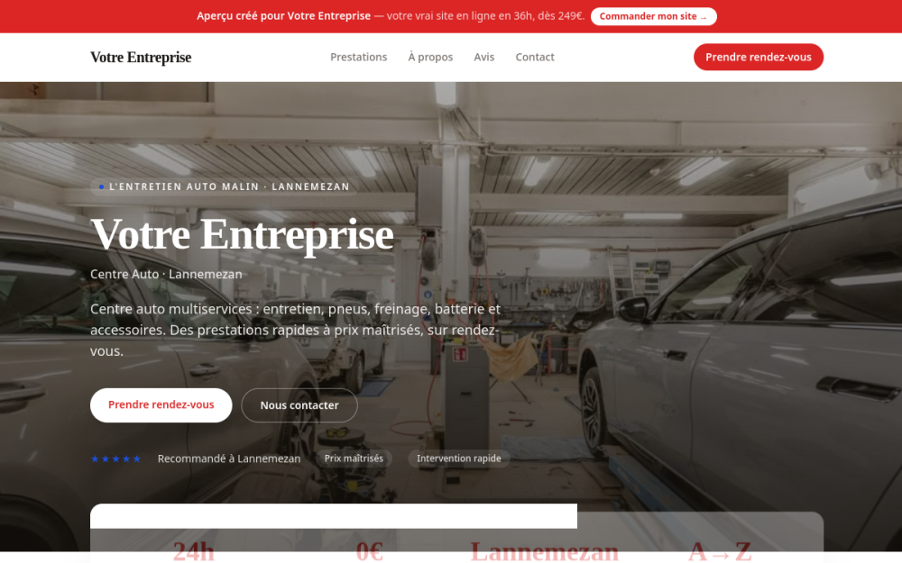 Agence digitale pour centre auto à Lannemezan — création de site internet centre auto à Lannemezan