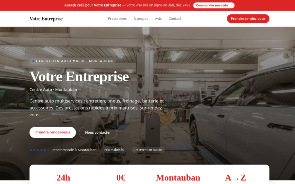 Agence digitale pour centre auto à Montauban — création de site internet centre auto à Montauban