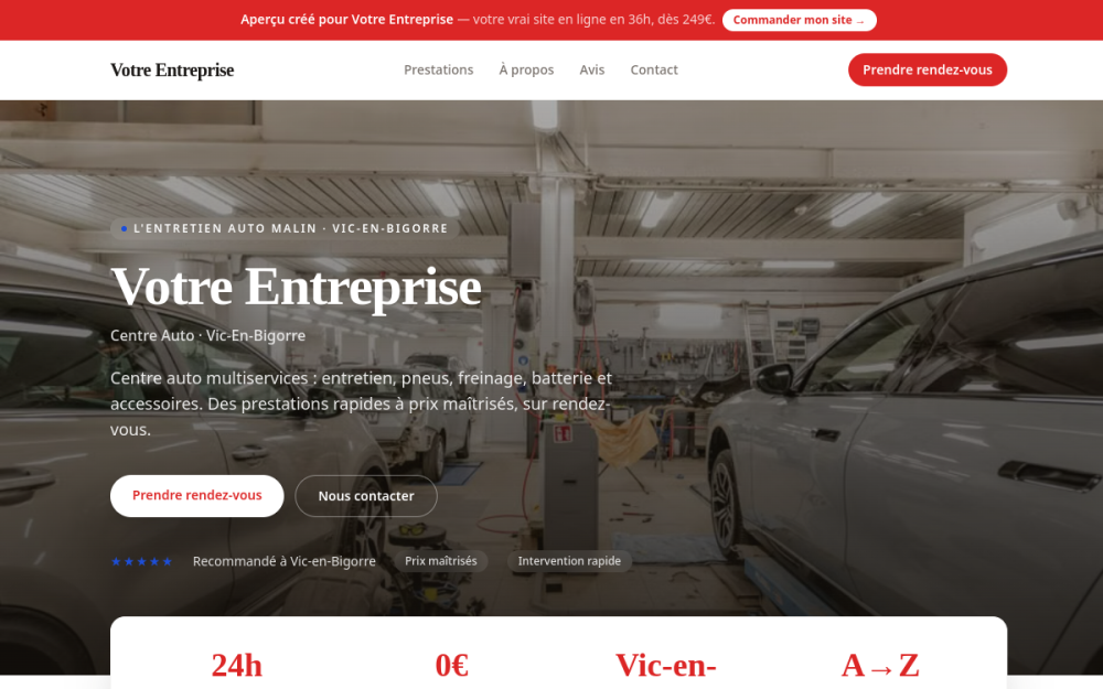 Agence digitale pour centre auto à Vic-en-Bigorre — création de site internet centre auto à Vic-en-Bigorre