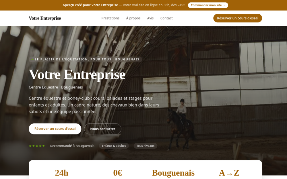 Agence digitale pour centre équestre à Bouguenais — création de site internet centre équestre à Bouguenais