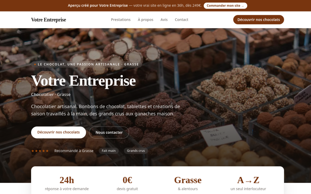 Agence digitale pour chocolatier à Grasse — création de site internet chocolatier à Grasse