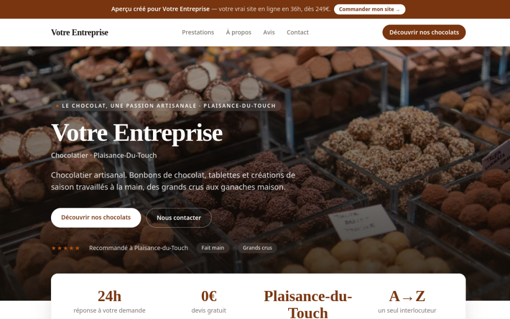 Agence digitale pour chocolatier à Plaisance-du-Touch — création de site internet chocolatier à Plaisance-du-Touch