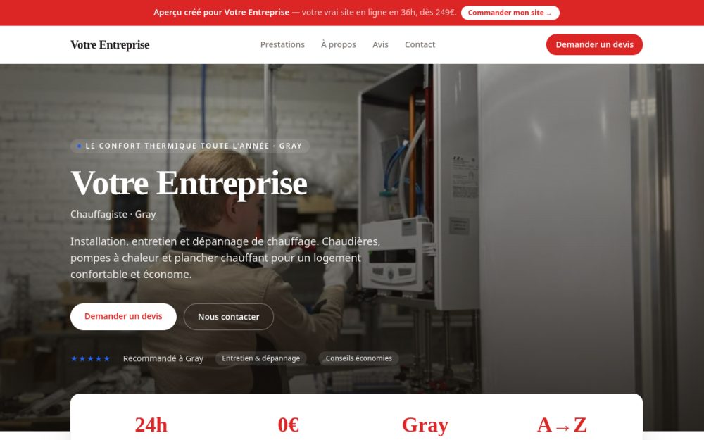 Agence digitale pour chauffagiste à Gray — création de site internet chauffagiste à Gray