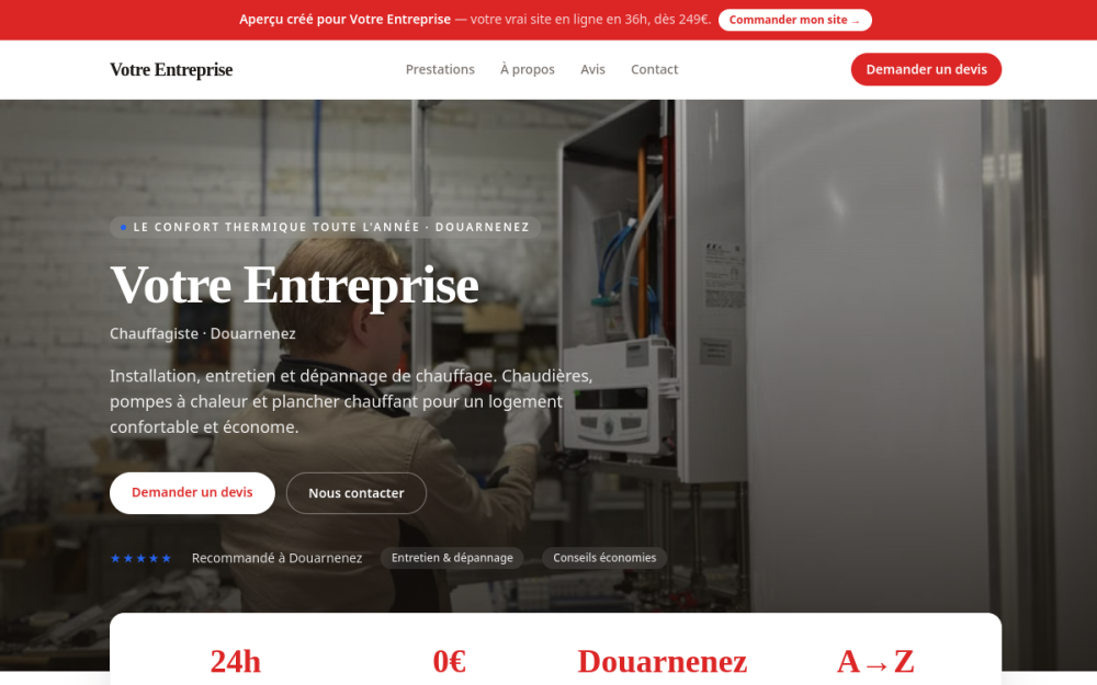 Agence digitale pour chauffagiste à Douarnenez — création de site internet chauffagiste à Douarnenez