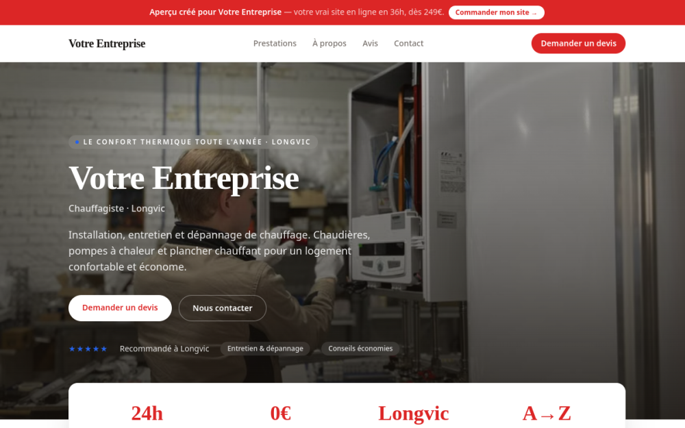 Agence digitale pour chauffagiste à Longvic — création de site internet chauffagiste à Longvic