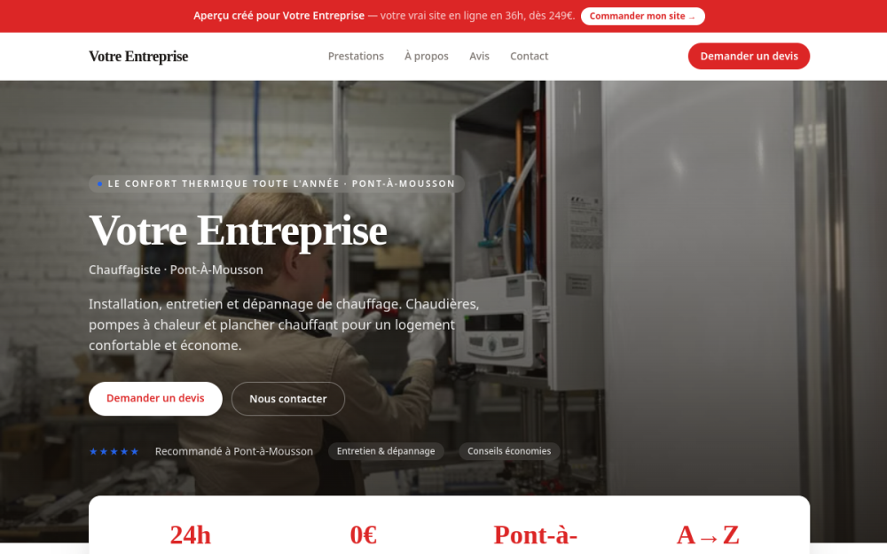 Agence digitale pour chauffagiste à Pont-à-Mousson — création de site internet chauffagiste à Pont-à-Mousson