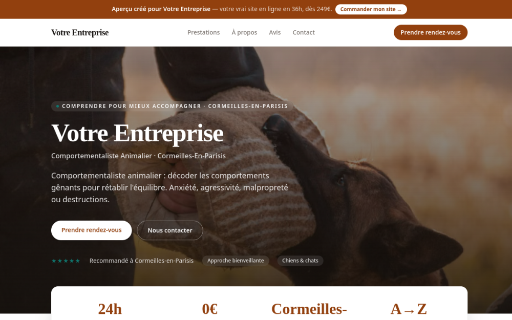 Agence digitale pour comportementaliste animalier à Cormeilles-en-Parisis — création de site internet comportementaliste animalier à Cormeilles-en-Parisis