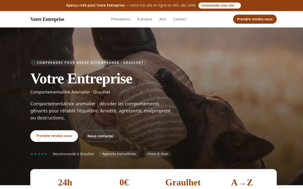Agence digitale pour comportementaliste animalier à Graulhet — création de site internet comportementaliste animalier à Graulhet